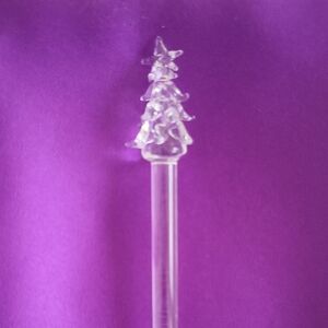 Clear Glass Christmas Tree Swizzle Sticks | Set of 4